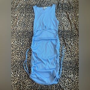 Almost Famous Blue Ribbed Cut Out Dress